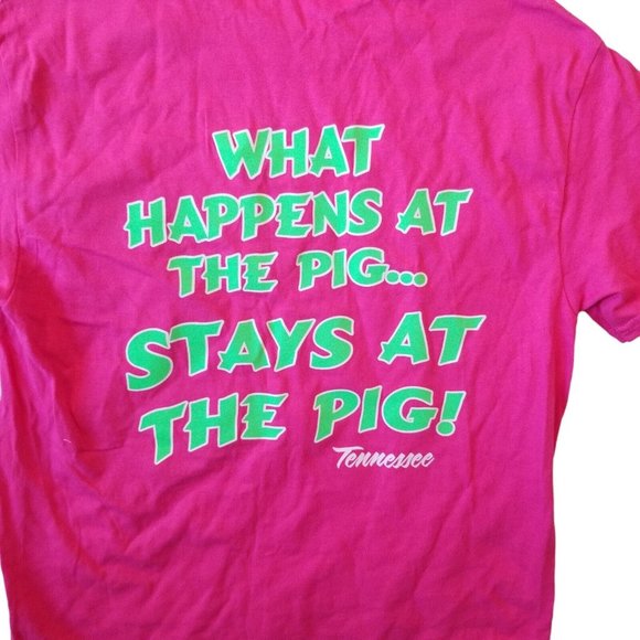 Piggly Wiggly Shirt Unisex Size Small Pig Pink Green Grocery Store Tennessee - Picture 10 of 10